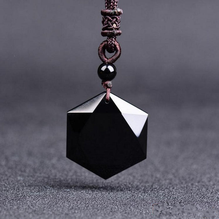 Six-Pointed Star Obsidian Necklace Unisex Spiritual Jewelry
