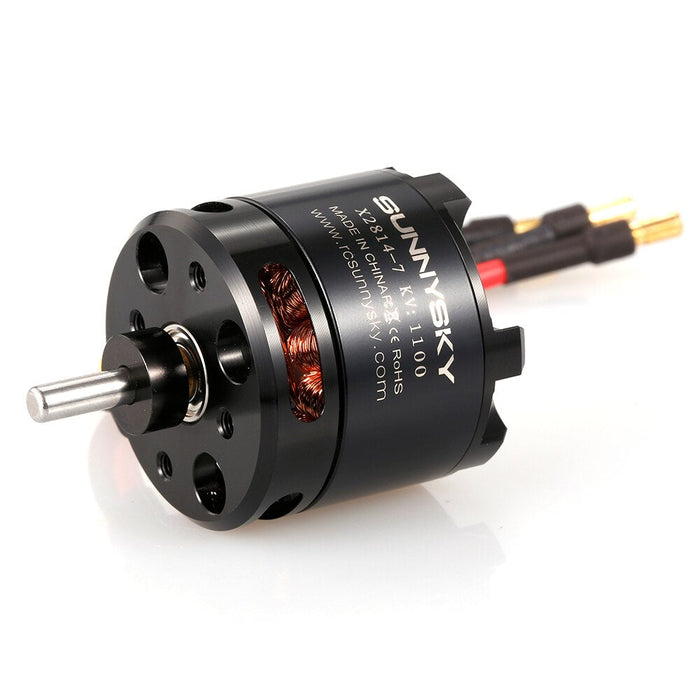 SunnySky X2814-7 KV1100 brushless motor for drones, featuring copper windings and gold connectors