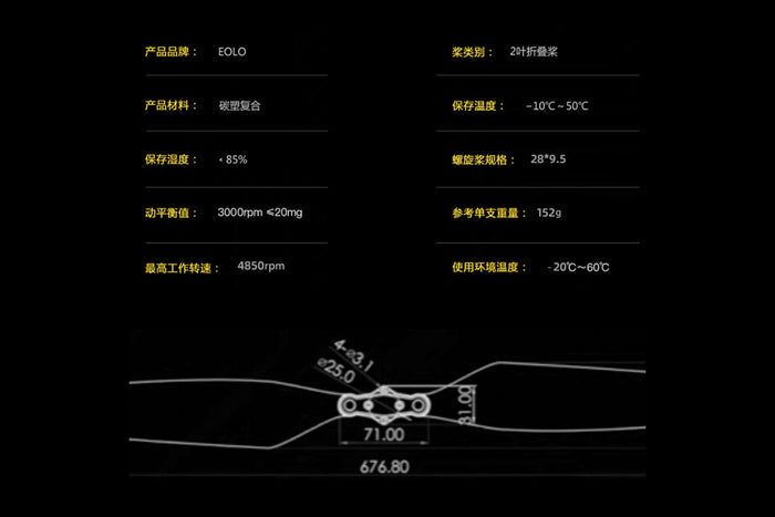 28*9.5 / Langyu Series Folding Propellers (1 Pair: CW & CCW)