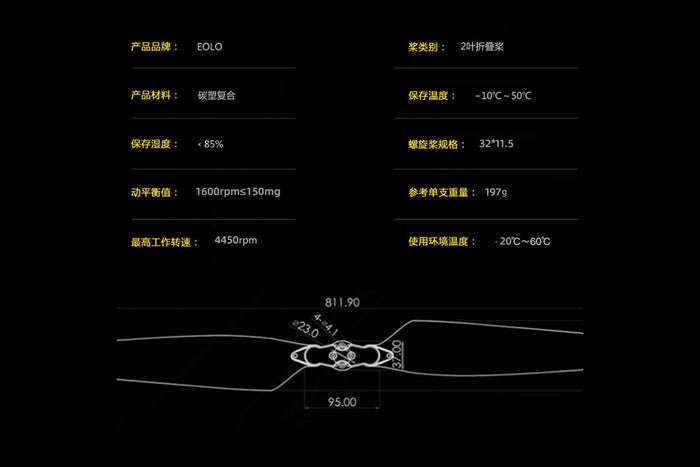 36*11.5 / Langyu Series Folding Propellers (1 Pair: CW & CCW)