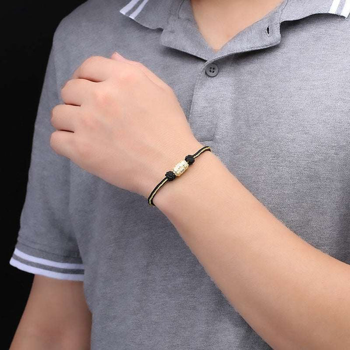 Sterling silver Buddhist mantra bracelet for men and women