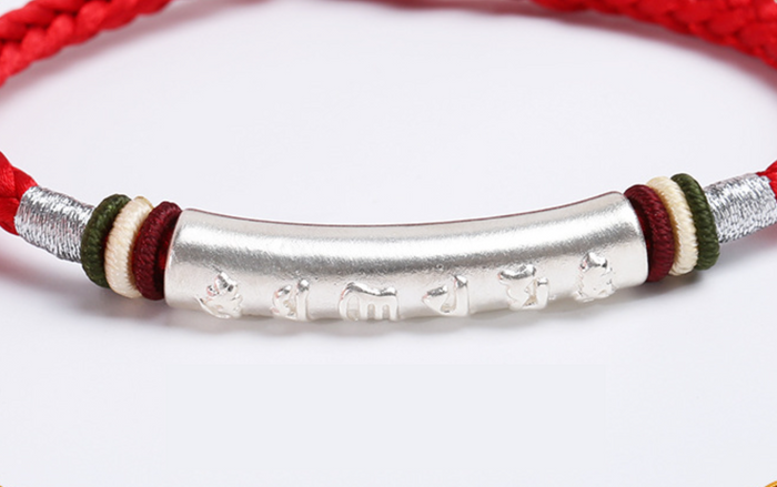 braided tibetan 99 silver mantra bracelet unisex