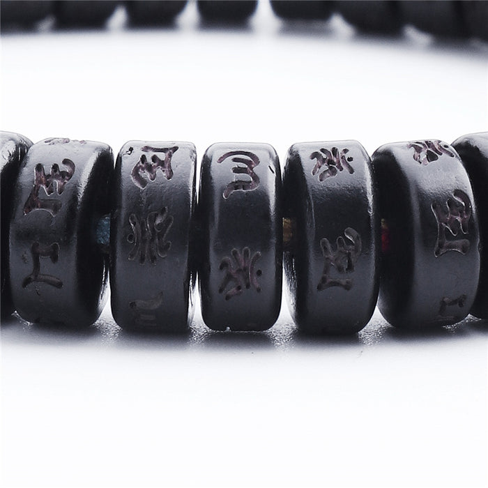 natural coconut shell bracelet engraved tibetan mantra unisex spiritual jewelry