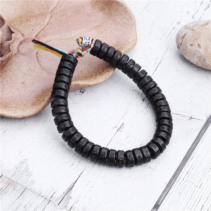 good luck charm bracelet coconut shell tibetan mantra men women