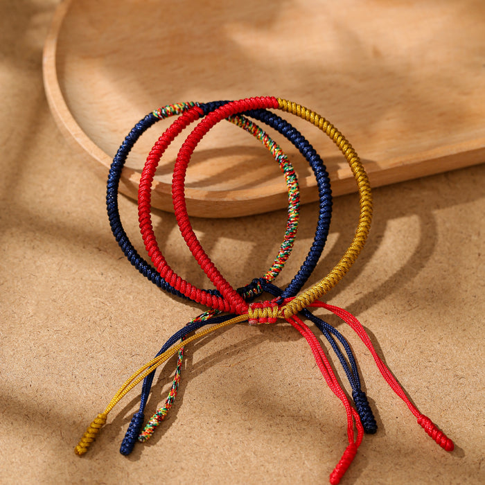 handmade red blue yellow rope bracelet for good fortune