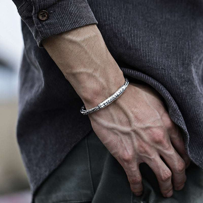 Tibetan Mani Mantra Open Bangle for Men – Buddhist Protection Bracelet