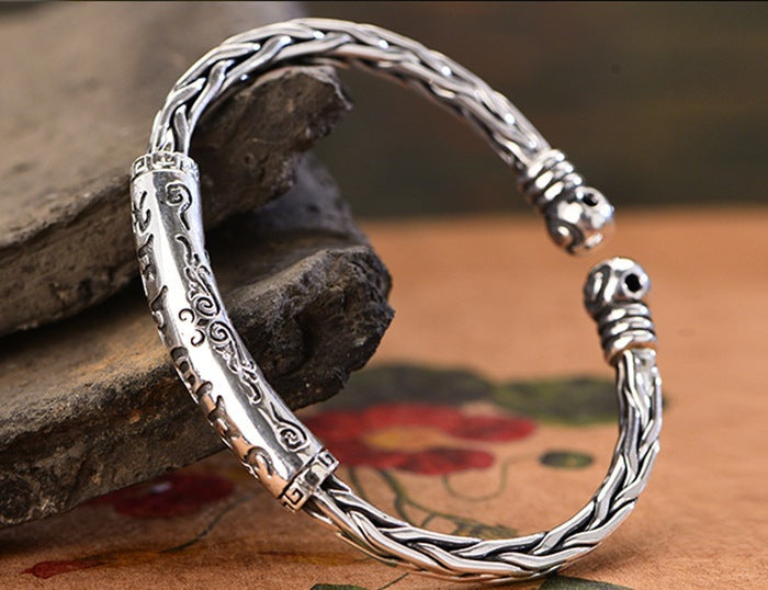 Tibetan Buddhist mantra bangle – adjustable open closure design