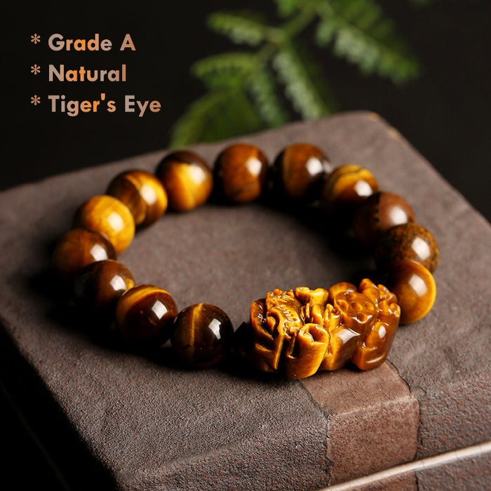 men’s tiger’s eye pixiu money luck bracelet