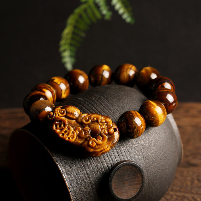 men’s tiger’s eye pixiu money luck bracelet
