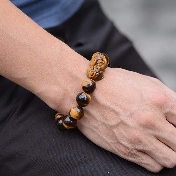 men’s tiger’s eye pixiu money luck bracelet