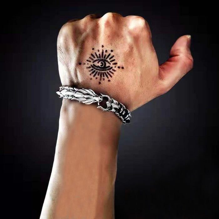 buddhist mantra titanium bracelet men strength courage symbol