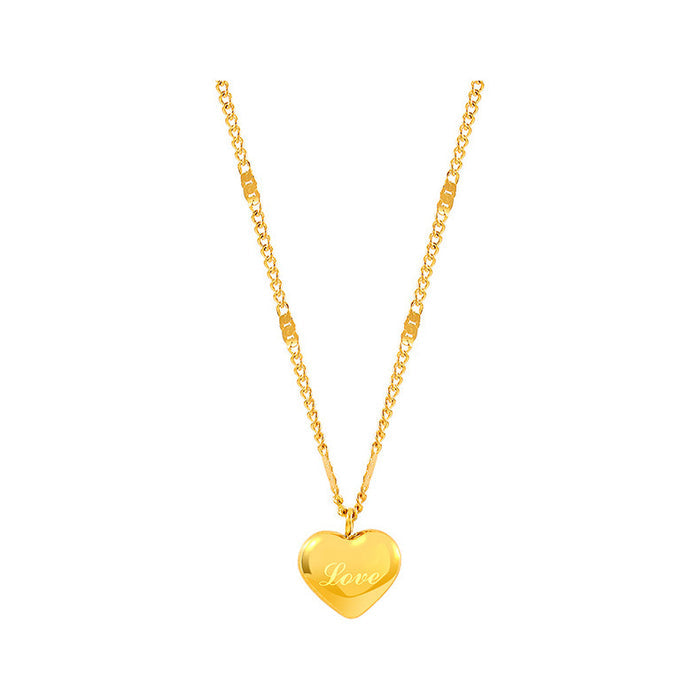 titanium gold heart necklace waterproof love pendant women jewelry