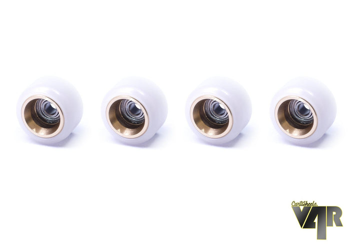 CartWheels V4R Classic Aluminum Core Fingerboard Wheels by Cartwheels - White with Gold Core (7.5mm)