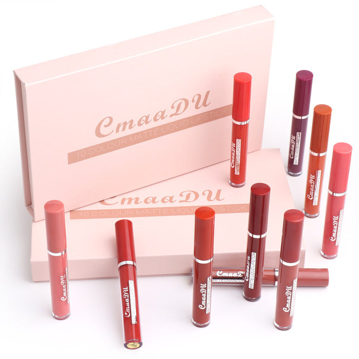 Waterproof Matte Lipstick Set — 10 Pieces, Non-Transfer
