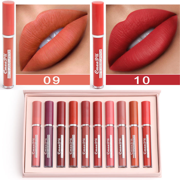 Waterproof Matte Lipstick Set — 10 Pieces, Non-Transfer