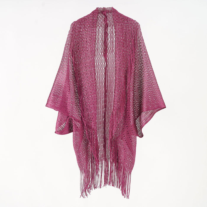 Pink fringe garment on a white background