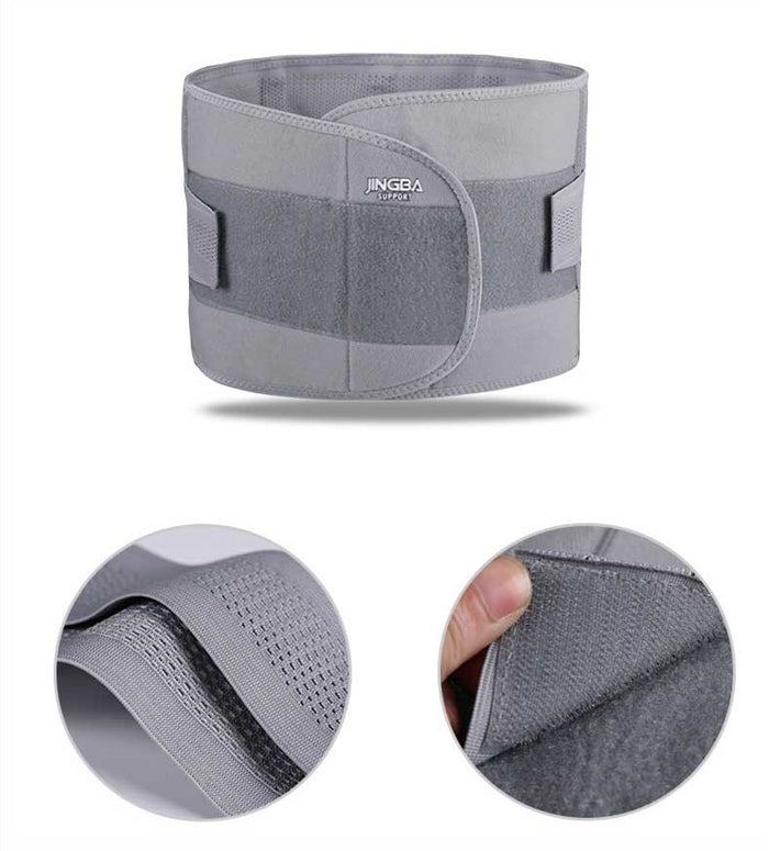 Gray waist belt with fabric texture details on a white background